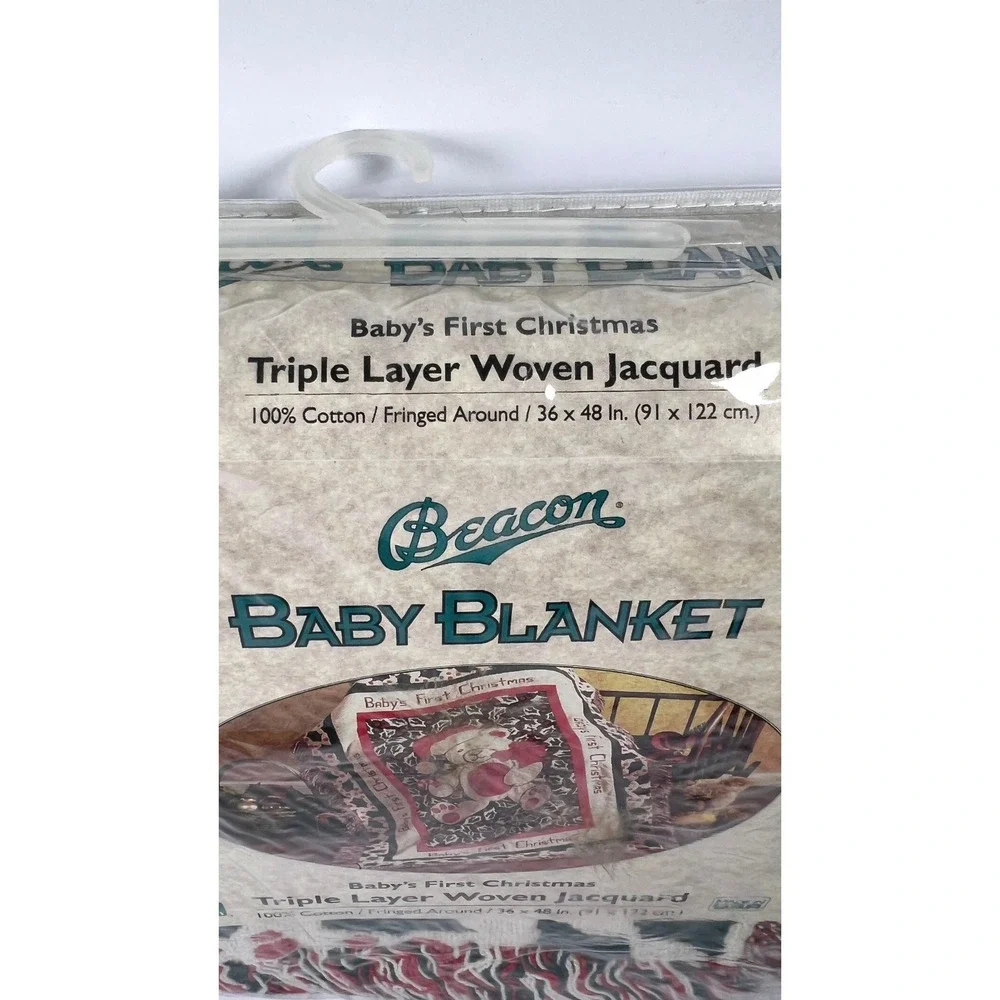 Beacon Baby Blanket 36x48 Red Green NEW First Christmas Woven Jacquard Throw